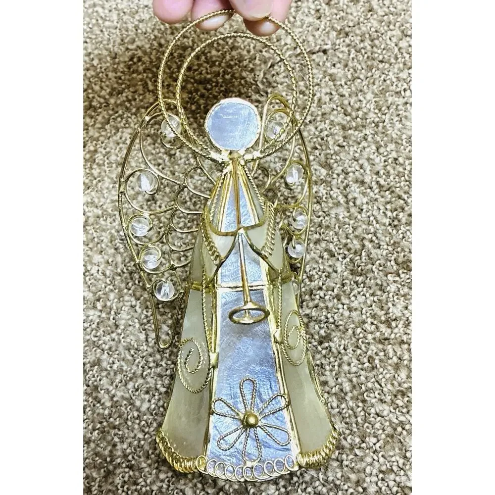 Three Capis Shell Golden Angel 3D Dble Halo Milky Translucent Soldered Brass